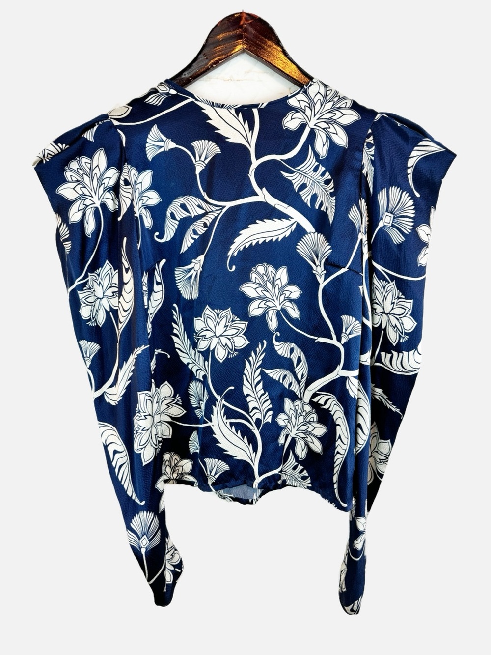 Johanna Ortiz | 100% Silk Floral Pattern Top with Puff Sleeve, 4